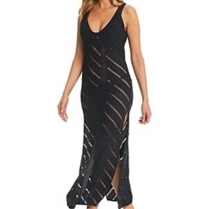NWT Red Carter Black Sleeveless Maxi Dress coverup see thru size small